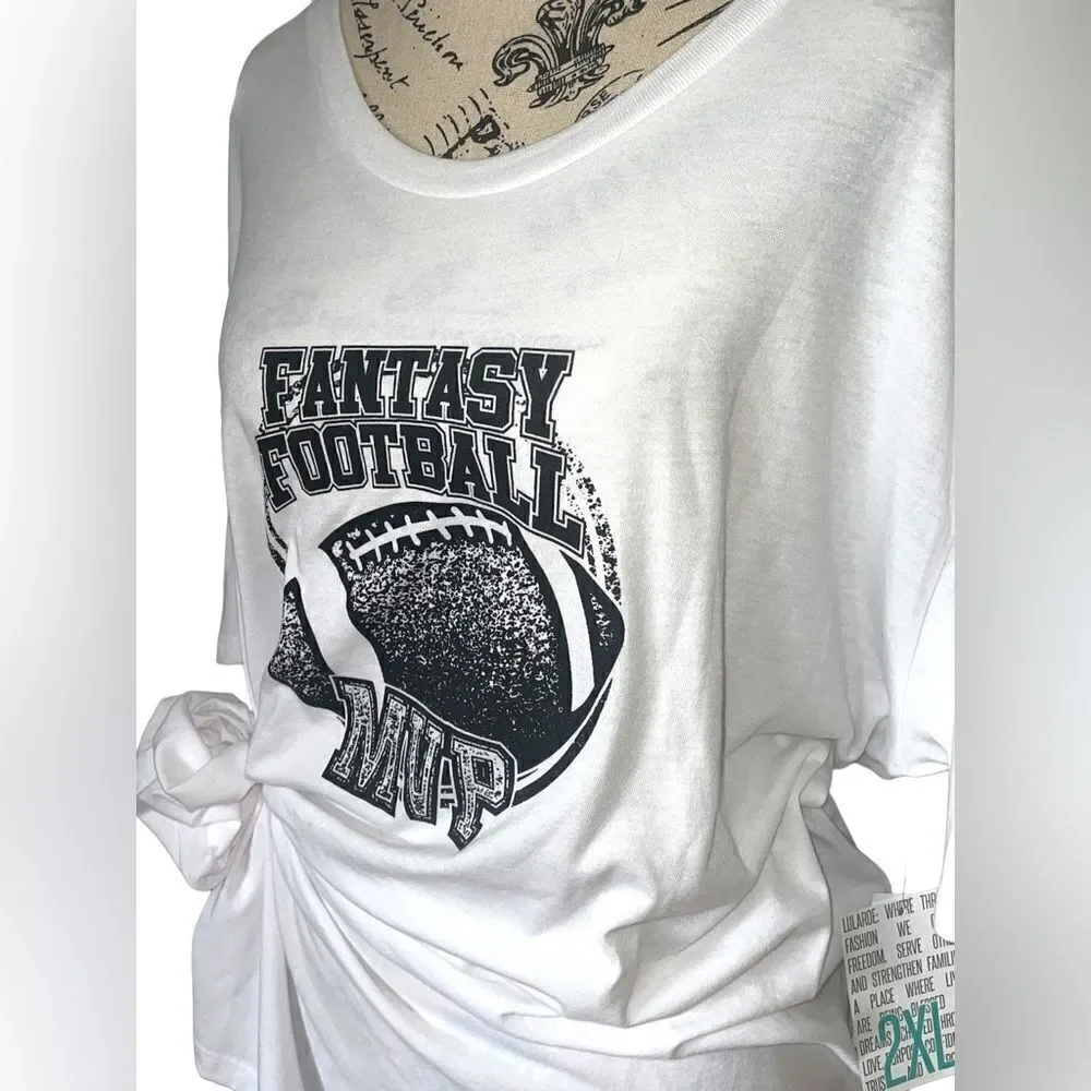 LuLaRoe Unisex Adults 2XL Hudson Short Sleeve Shirt “Fantasy Football MVP”